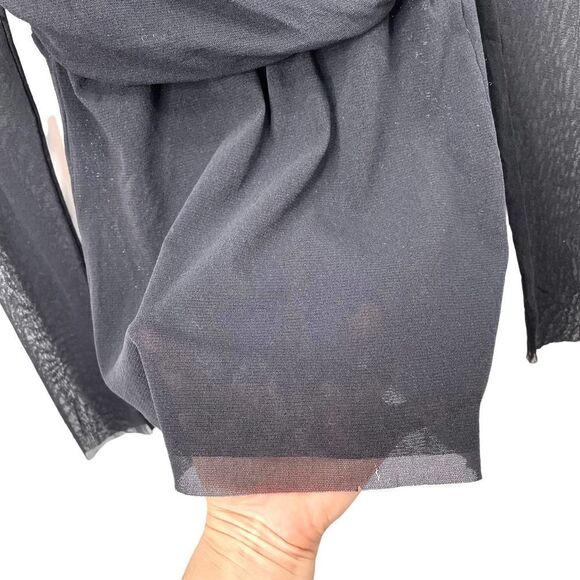 Jean Paul Gaultier Fuzzi mesh faux wrap long sleeve top Sz S black boho goth - Picture 6 of 8